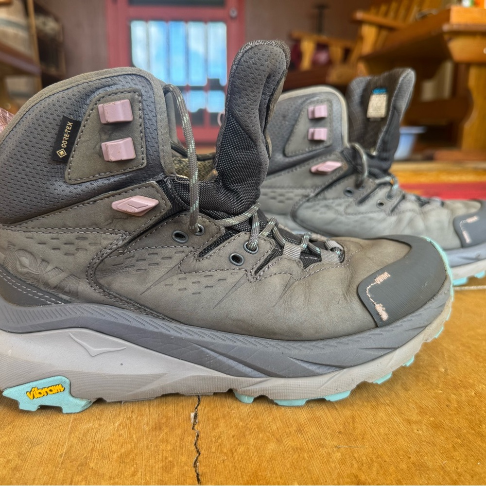 Hoka One One Gray and Teal Athletic Shoes - Picture 6 of 8